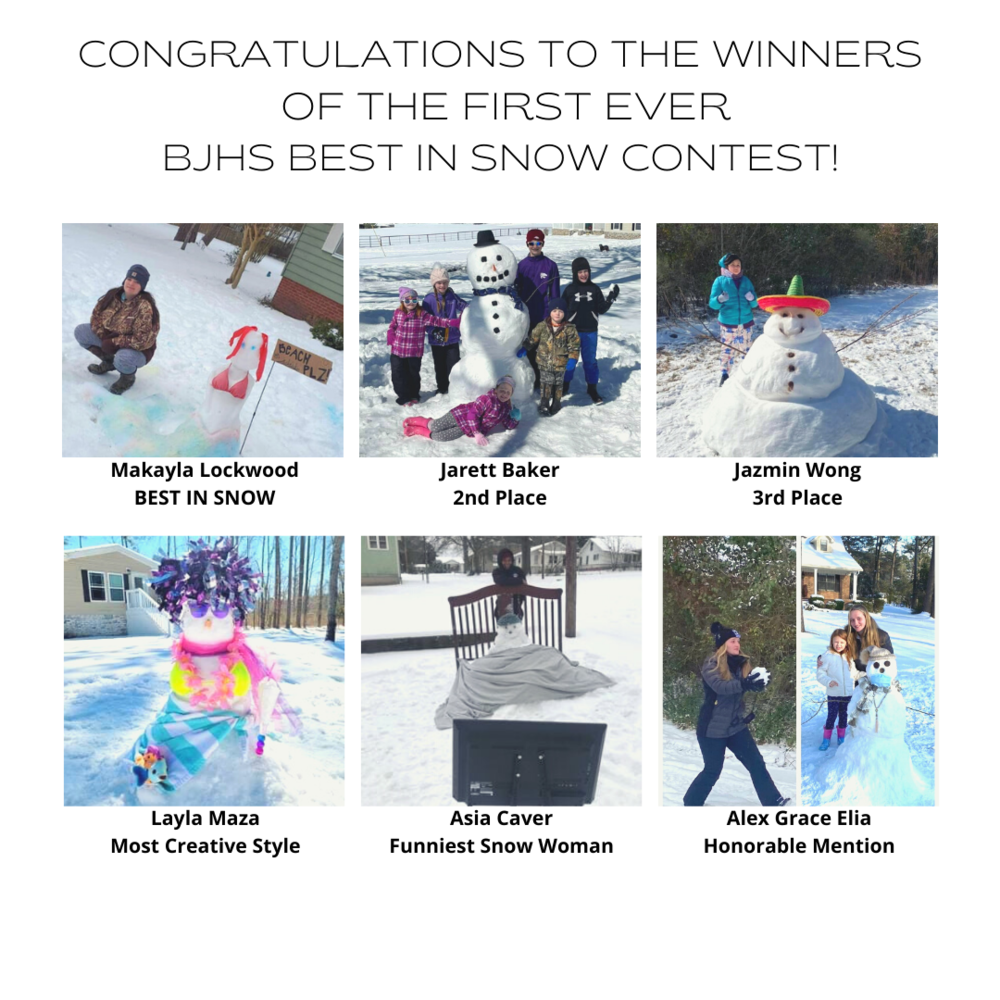 Pictures of the winners of our Best in Snow Contest