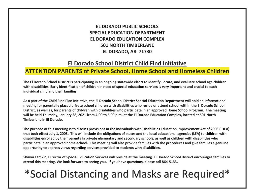 Child Find Ad for SPED