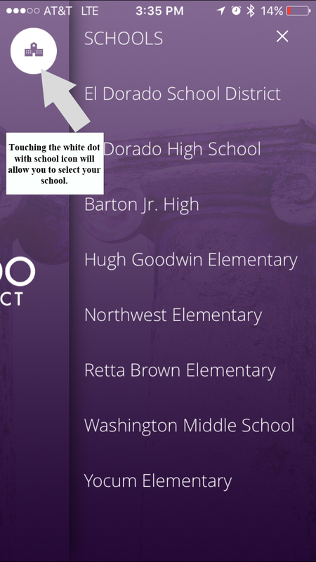 Mobile App Schools menu